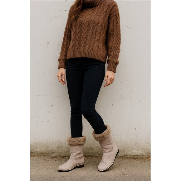 Stuart Weitzman Brown Leather Faux Fur Lined Boot Womens Size 11.5 - Picture 13 of 13